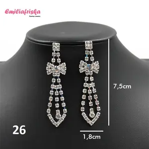 ANTING PESTA PANJANG KOREA AKSESORIS FULL PERMATA MEWAH MURAH WANITA