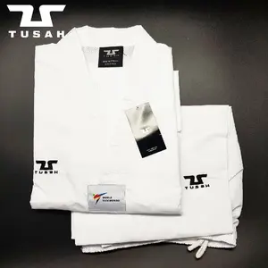 Tusah EZ Fit Sparring Dobok Taekwondo WT app white V neck 180 190