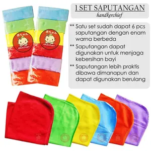 6pcs Saputangan AKACHAN - Sapu tangan Bayi Lap Bayi tadah iler gumoh
