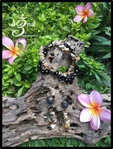 Set Gelang Anting Etnik - Batu Pecah Brown Jasper & Czech Crystal