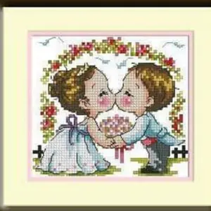 Paket kristik cross stitch kartun pernikahan pengantin wedding 05