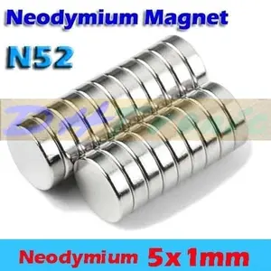 Magnet Neodymium super kuat Silinder N52 ukuran 5x1mm Rare Magnet