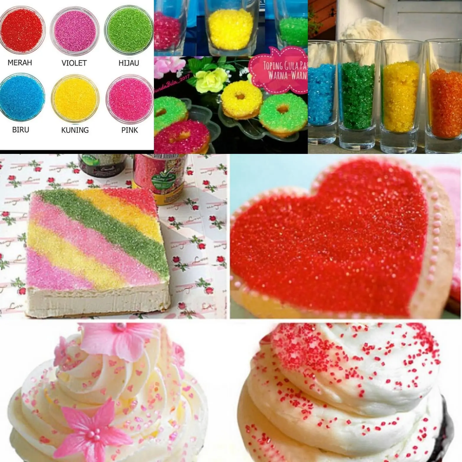 gula pasir warna warni crystal sugar gula kristal topping kue
