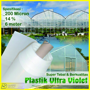 Plastik UV Green House ukuran 200 Micron 14 Persen Lebar 6 Meter
