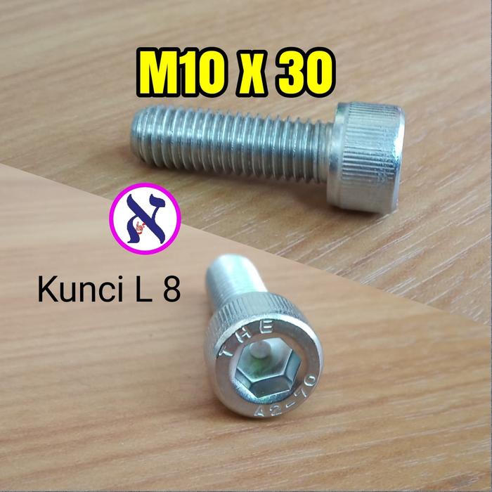Gambar Baut L Hex M10 x 30 Stainless steel ss304 mobil motor dll dari Alef Kota Surabaya Tokopedia