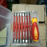 Gambar obeng listrik 8 in 1 mata bolak balik redam 1000 volt original dari verifishop Kota Administrasi Jakarta Pusat 1 Tokopedia
