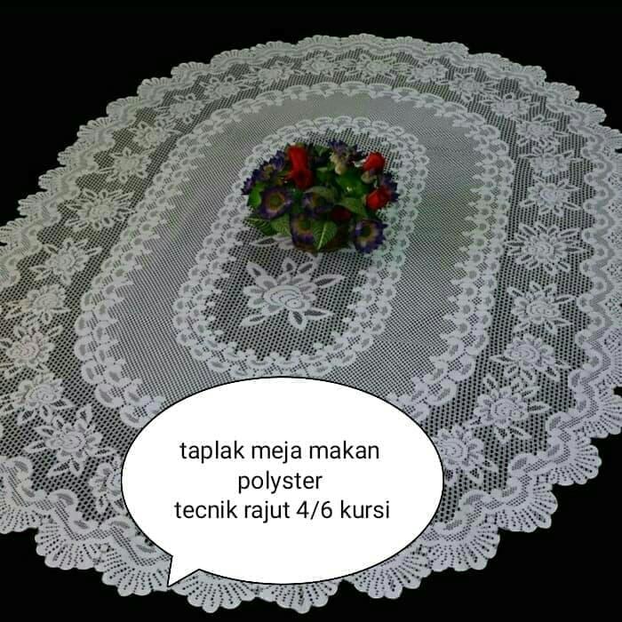 Gambar taplak meja makan oval Polyester import teknic rajut 4/6 kursi dari flamingo Baby Shop Kota Depok Tokopedia