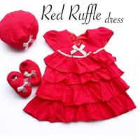 Gambar baju dres anak bayi perempuan 0 1 2 3 4 5 6 bulan dress merah + topi dari railen kids clothes shop Kota Tangerang Selatan 1 Tokopedia