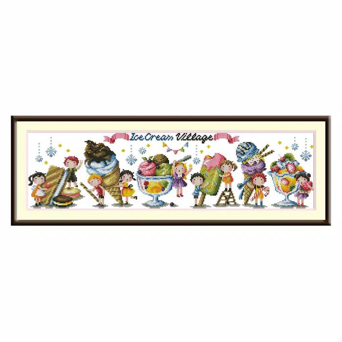 Gambar Paket Kristik ice cream village (10190) pola pada kain dari My Cross Stitch Kab. Tangerang Tokopedia