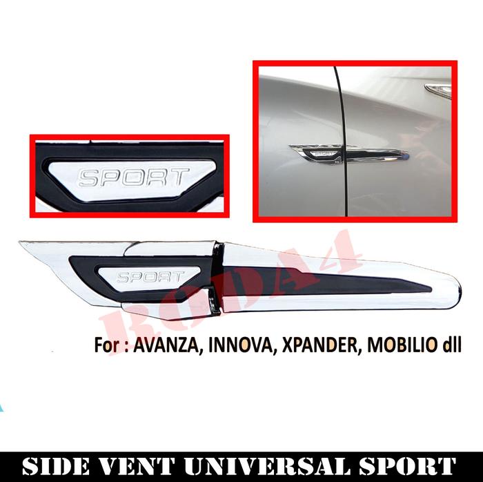 Gambar Side Vent Air Flow Universal SPORT Chrome Kombinasi Hitam dari Roda4 Kota Administrasi Jakarta Barat Tokopedia