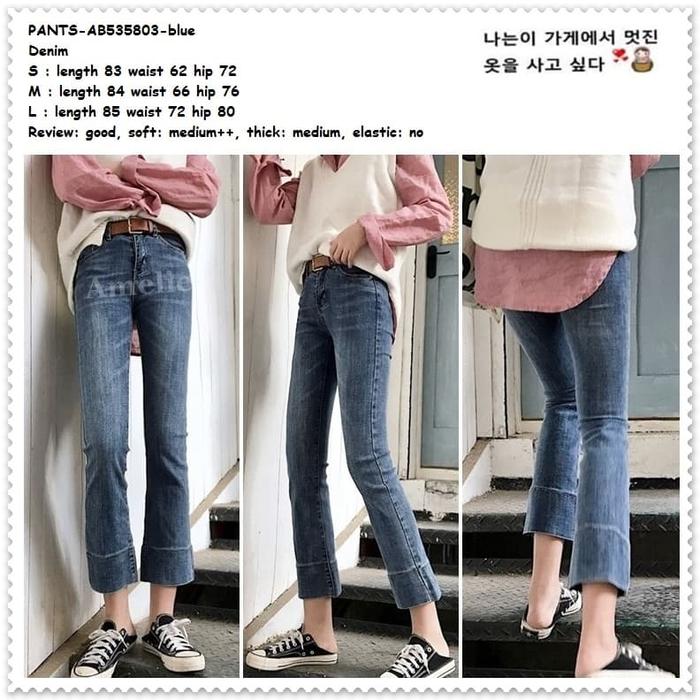 Gambar Celana Panjang Denim Jeans Wanita Korea Import Crop Pants AB535803 dari Amelie Butik Wholesale Kota Administrasi Jakarta Barat Tokopedia