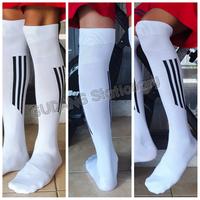 Gambar Kaos Kaki Panjang Bola Futsal | Football | Soccer | Sepatu 37-42 | Putih Strip Hitam dari Gudang Stationary Kota Administrasi Jakarta Timur 2 Tokopedia