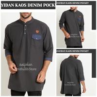 Gambar Baju Kurta Kaos Zayidan Denim Pocket Abu Tua dari Benthalib_Store Kab. Banjar 1 Tokopedia