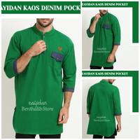 Gambar Baju Kurta Kaos Zayidan Denim Pocket Abu Tua dari Benthalib_Store Kab. Banjar 2 Tokopedia