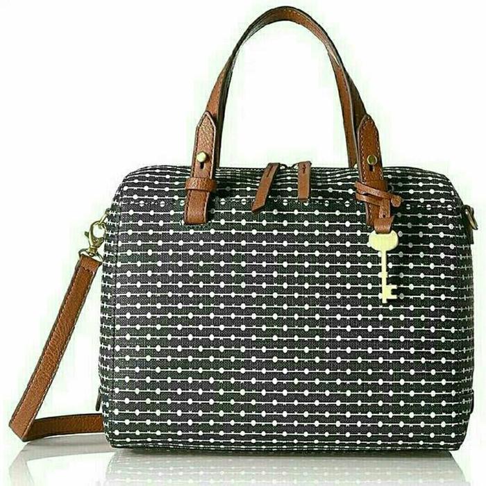 Gambar Tas Fossil Fosil Rachel satchel black stripe dari Widuri Shop Bags Kab. Gresik Tokopedia