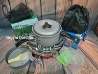 Gambar Paket alat masak cooking set nesting DS 200 & kompor windproof kembang dari Oceans Clothing Kota Semarang 3 Tokopedia