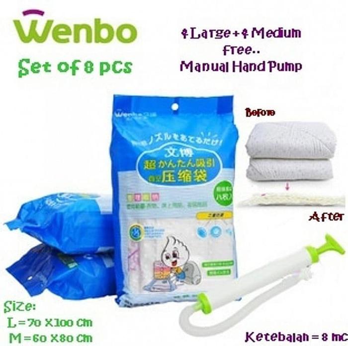 Gambar Wenbo Vacuum Bag Set 8 Vacum Bag Vakum Plastik Kantong Penyimpan Baju dari GROSIR BARANG UNIK LUCU Kota Surabaya Tokopedia
