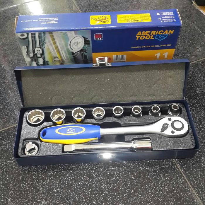 Gambar Mata Sock Set 12PT 8-24mm 11pcs 1/2" AMERICAN TOOL dari Hanna Teknik Kota Depok Tokopedia
