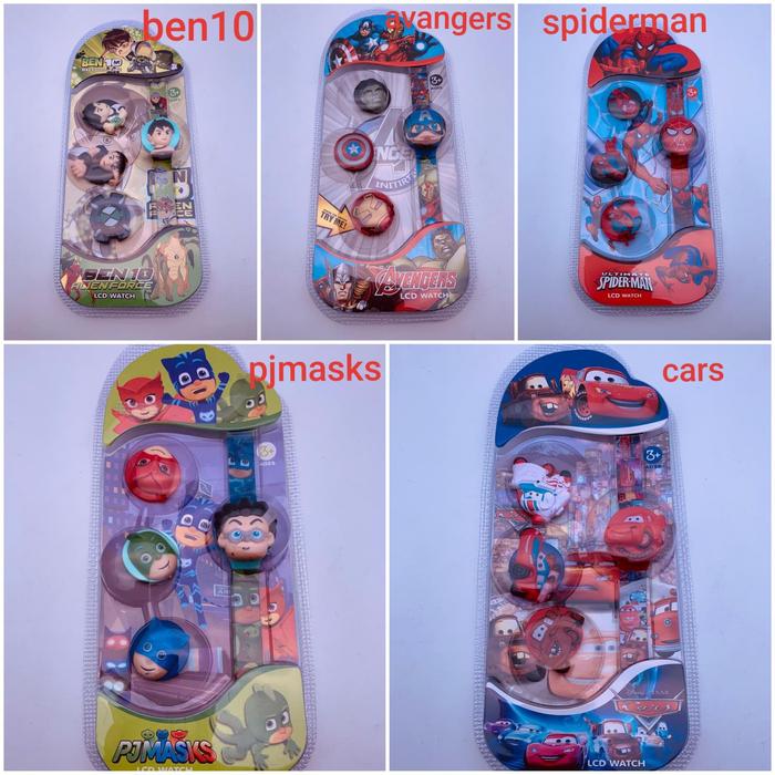 Gambar Jam tangan anak cowo set 4 in 1 avangers pjmasks ben10 spiderman cars dari calla lily Kota Administrasi Jakarta Utara Tokopedia
