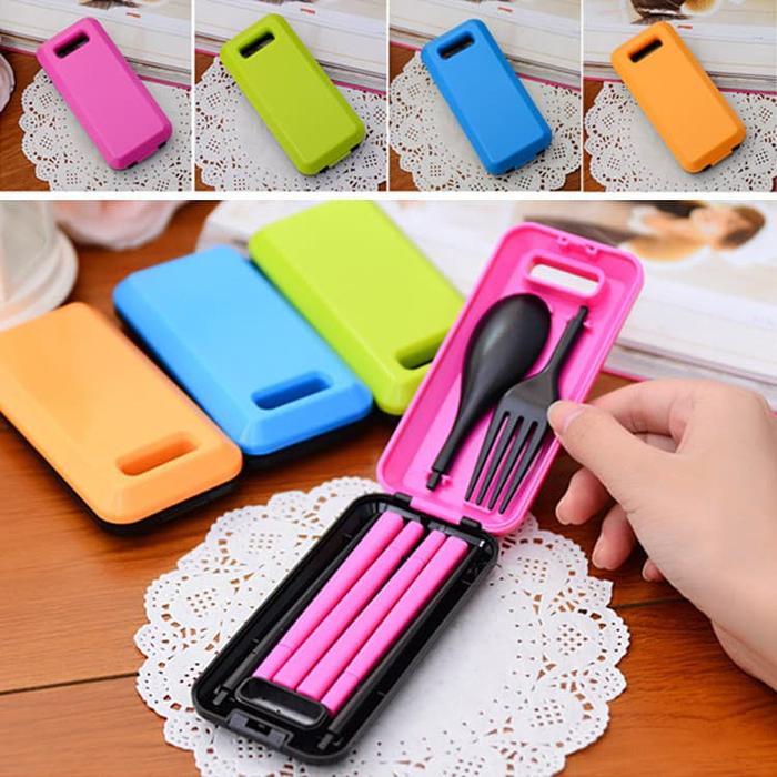 Gambar Set Peralatan Makan travel Lipat Portable Alat Makan Kitchenware Sendok Garpu Sumpit dari Ahoki Kota Administrasi Jakarta Barat Tokopedia