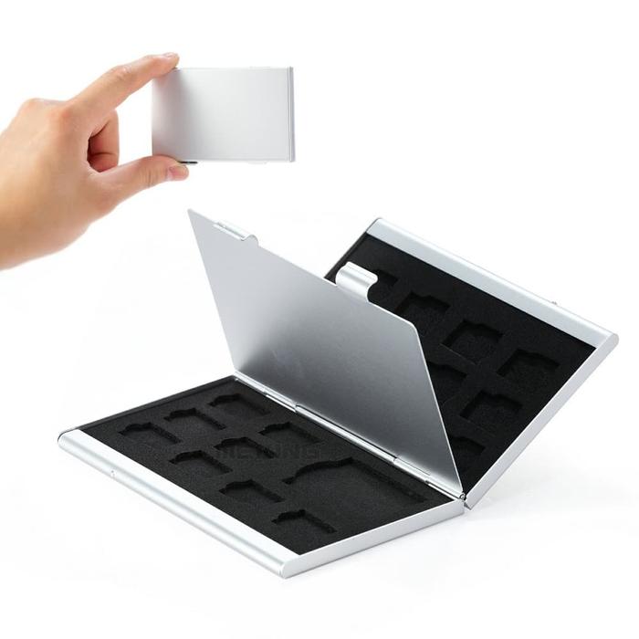 Gambar 08FF Metal 18 in 1 Aluminium 16 Micro SD + 2 SD Card Storage Box - Wh dari PusakaID Kota Bandung Tokopedia
