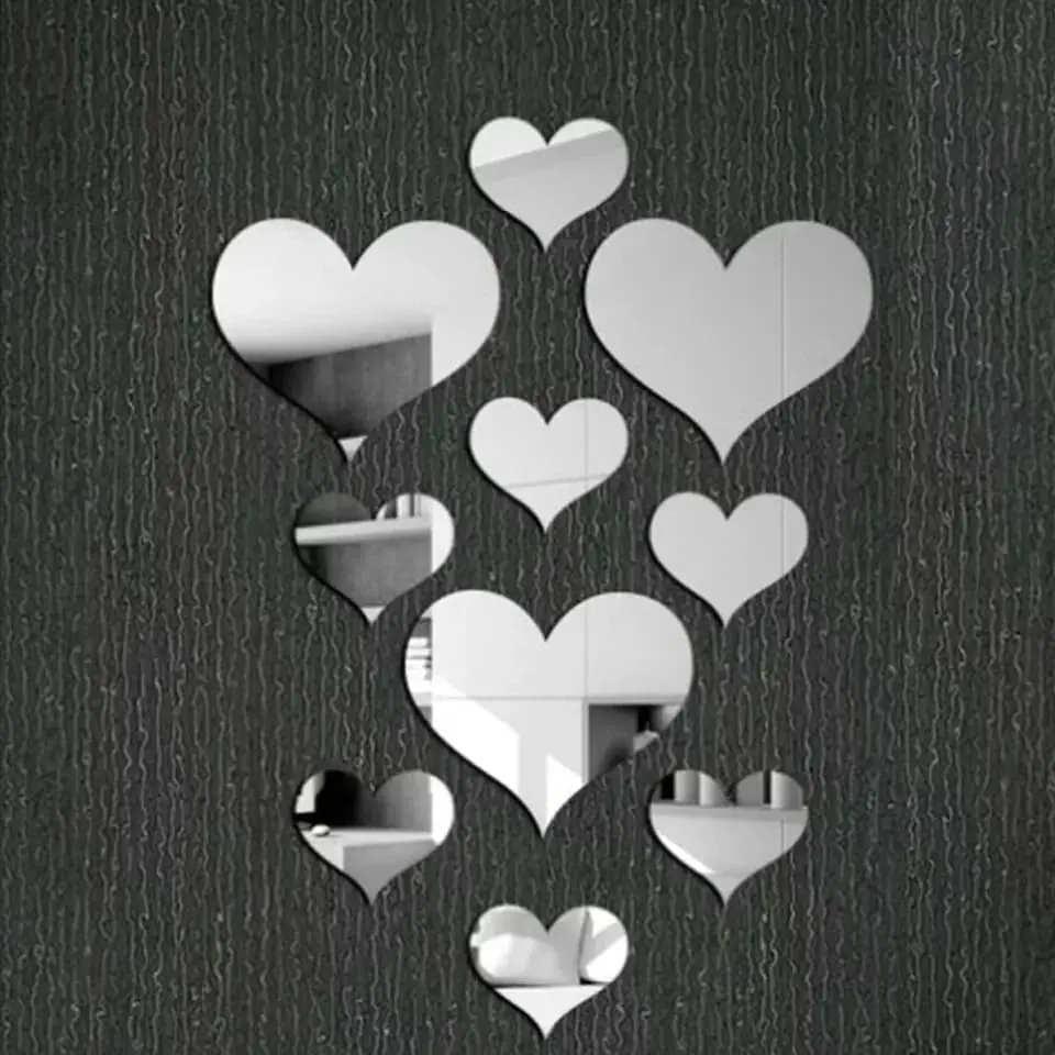 10 pcs hiasan dinding wall stiker love mirror