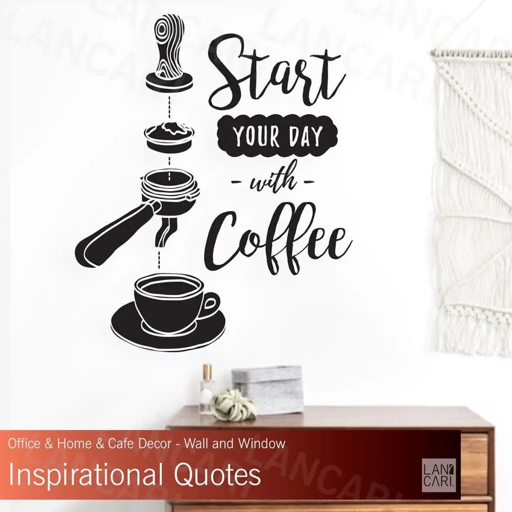 Sticker Cutting Coffee Shop Stiker dinding kaca Quotes Cafe Kopi kafe