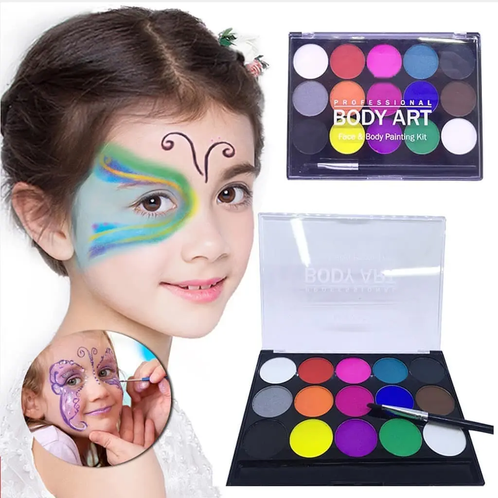 Professional Body Art Face And Painting Kit 15 Color Set + 1 Brush