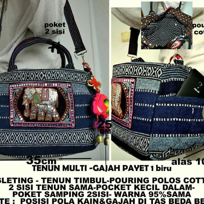 Gambar Tas Selempang Tenun Gajah Payet Thailand 1 & 2 (termasuk gantungan) dari Galeri Cifa by. Paulina Kab. Bekasi Tokopedia