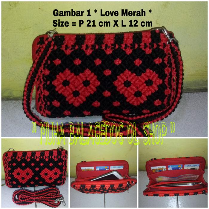 Gambar Dompet Tas Tali Kur motif love dari MUHA BALAGEDOG OL SHOP Kab. Tangerang Tokopedia