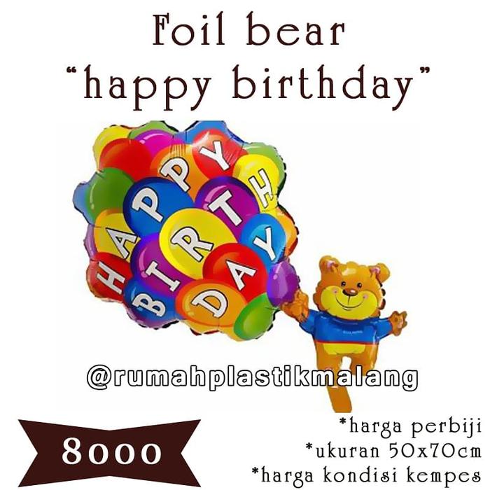 Gambar Balon foil bear / beruang balon udara happy birthday dari rumah plastik malang Kota Malang Tokopedia