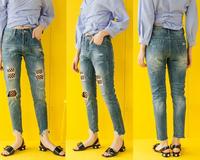 Gambar Celana Panjang Stocking Jala Ripped Blue Jeans Sobek Crop Pants Import dari JAYA MAKMUR9 SHOP_Archived Kota Surabaya 2 Tokopedia