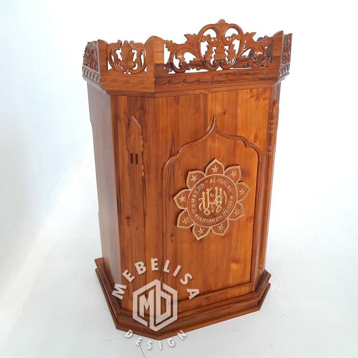 Gambar meja mimbar masjid, meja podium mimbar jati, podium mimbar masjid dari MEBELISA DESIGN Kab. Jepara Tokopedia