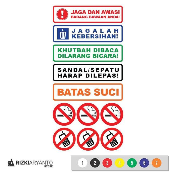 Gambar Stiker Tanda Peringatan di Mesjid Masjid Mushola Sticker dari R.A - Rizki Aryanto Kab. Garut Tokopedia
