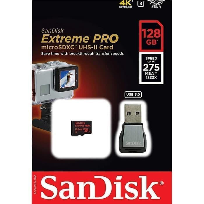Gambar Sandisk extreme pro microsd 128GB 275 MB/S + reader USB 3.0 dari tunasjaya67 Jakarta Utara Tokopedia