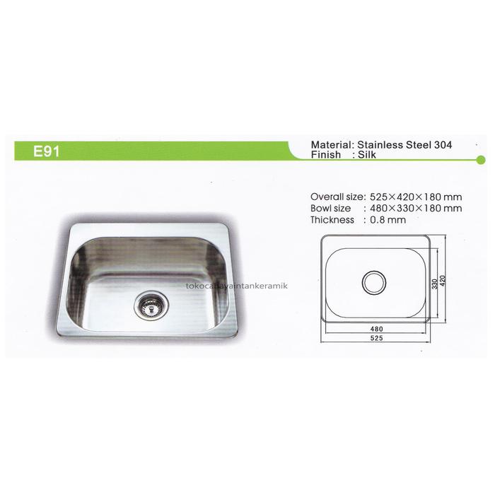 Gambar Kitchen Sink Bak Cuci Piring Stainless Steel 304 ELITE E91 dari Cahaya Intan Keramik PN Jakarta Pusat Tokopedia