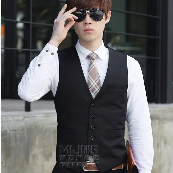 Gambar Rompi Jas Pengantin Jas Kantor Hitam + Dasi dari ChristianTungOfficial Kota Medan Tokopedia