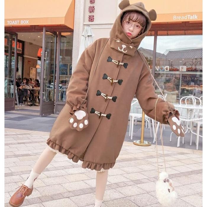 Gambar Mocca Panda Long Coat dari Neko Hoodie Kota Malang Tokopedia