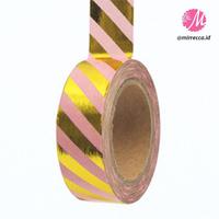 Gambar GOLD FOIL WASHI TAPE DIAGONAL STRIPE MINT PINK WHITE / SOLATIP MOTIF dari MyThrill Kota Administrasi Jakarta Barat 3 Tokopedia