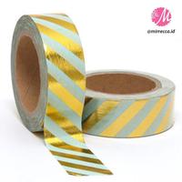 Gambar GOLD FOIL WASHI TAPE DIAGONAL STRIPE MINT PINK WHITE / SOLATIP MOTIF dari MyThrill Kota Administrasi Jakarta Barat 1 Tokopedia
