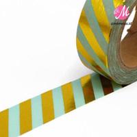 Gambar GOLD FOIL WASHI TAPE DIAGONAL STRIPE MINT PINK WHITE / SOLATIP MOTIF dari MyThrill Kota Administrasi Jakarta Barat 2 Tokopedia