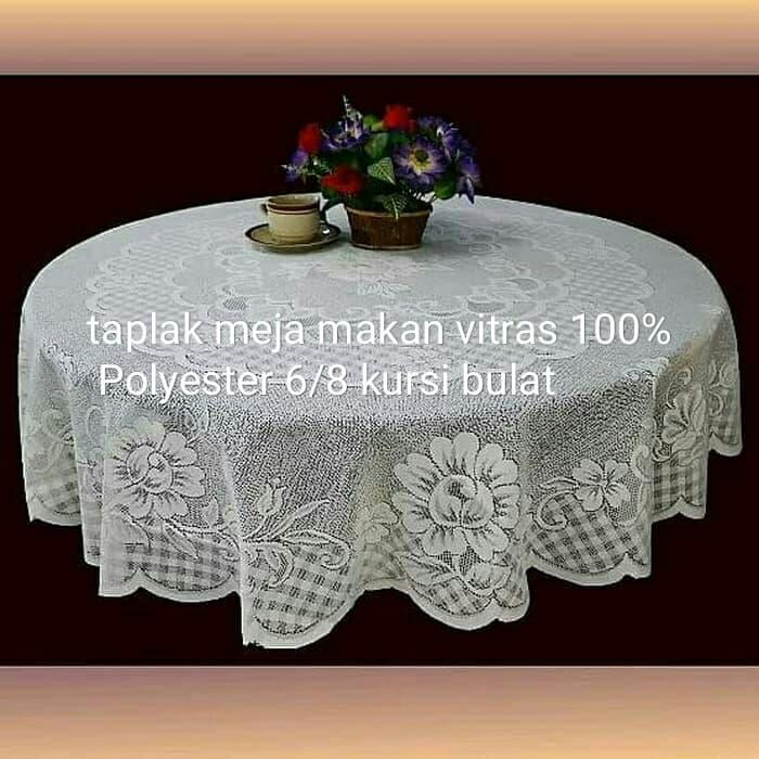 Gambar taplak meja makan vitras 100% Polyester bulat uk 6/8 kursi dari Mandai Store Kota Depok Tokopedia