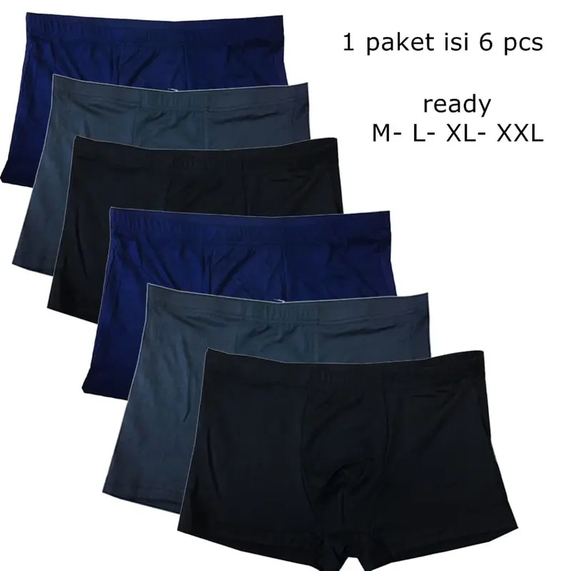 VM - 6 pcs Boxer Celana Dalam Polos Spandek Stretch 0