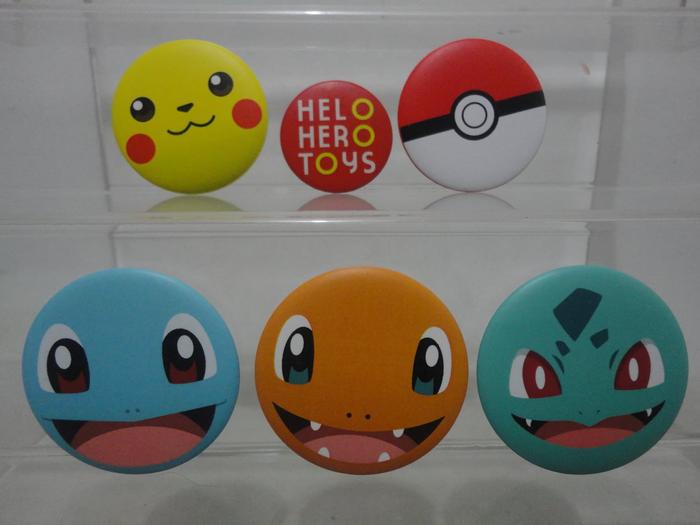 Gambar Pin Pokemon - Pikachu, Squirtle, Pokeball - Size 58mm ( TOTAL = 5pcs ) dari Helo Hero Toys Kota Administrasi Jakarta Barat Tokopedia