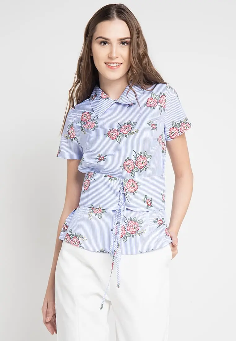 FAME Fashion Blouse Biru Muda 9221481