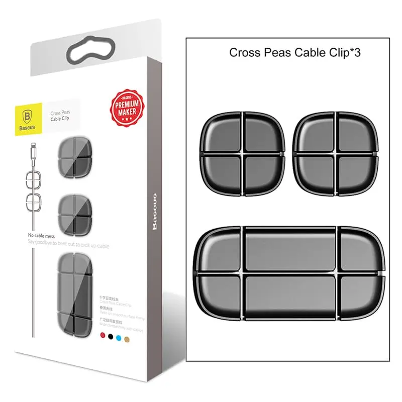 Baseus ACTDJ-01 Cross Peas Cable Clip Black 4
