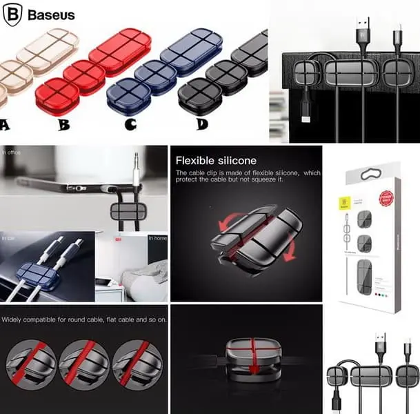 Baseus ACTDJ-01 Cross Peas Cable Clip Black 2