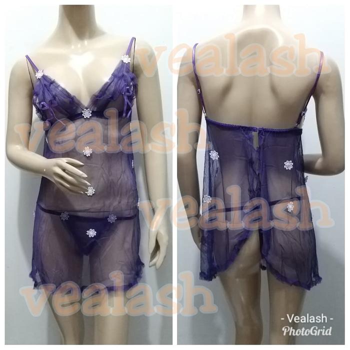 Gambar Lingerie Sexy - Baby Dolls Flower Dots Ungu - SLB - 046 dari Vealash Online Store Kota Pekanbaru Tokopedia