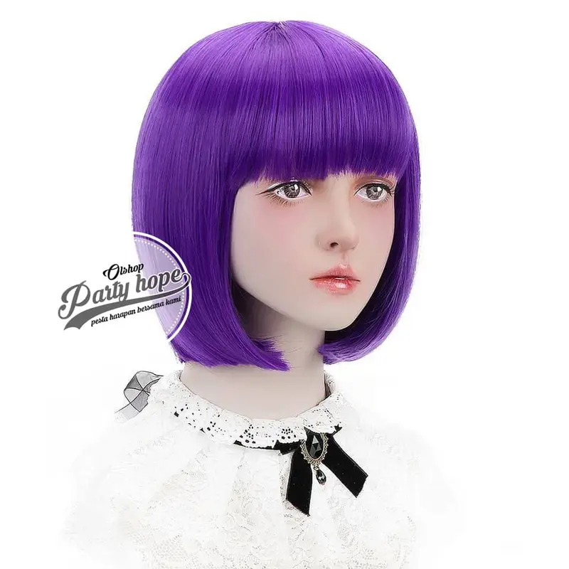 WIG Bob / Wig poni Pendek / Rambut palsu bob murah / Wig bob ungu tua 1
