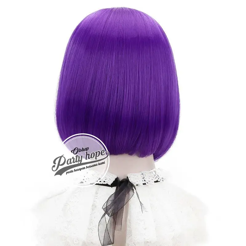 WIG Bob / Wig poni Pendek / Rambut palsu bob murah / Wig bob ungu tua 2